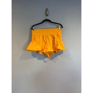 Free People Bright Yellow Athletic Ruffle Shorts